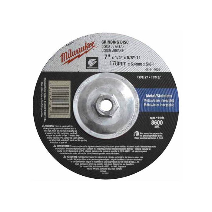 Depressed Center Wheel 6 in Dia 1/4 in Thick Hardness R 32 Pack 24 Grit Type 27 